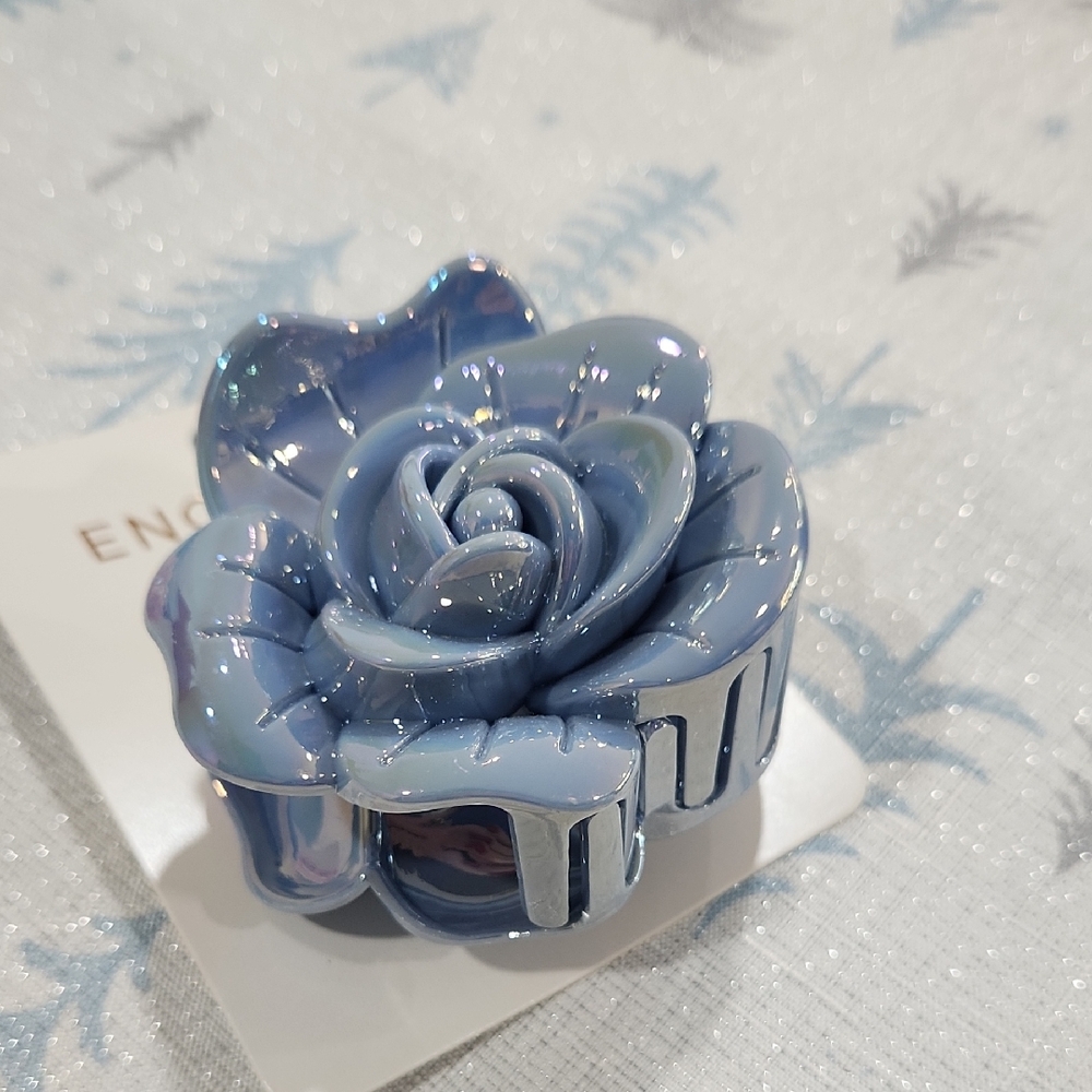 Elegant Blue Rose Hair Clip